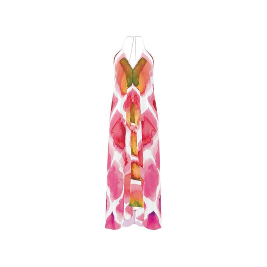Sunset Silk Satin Halterneck Dress