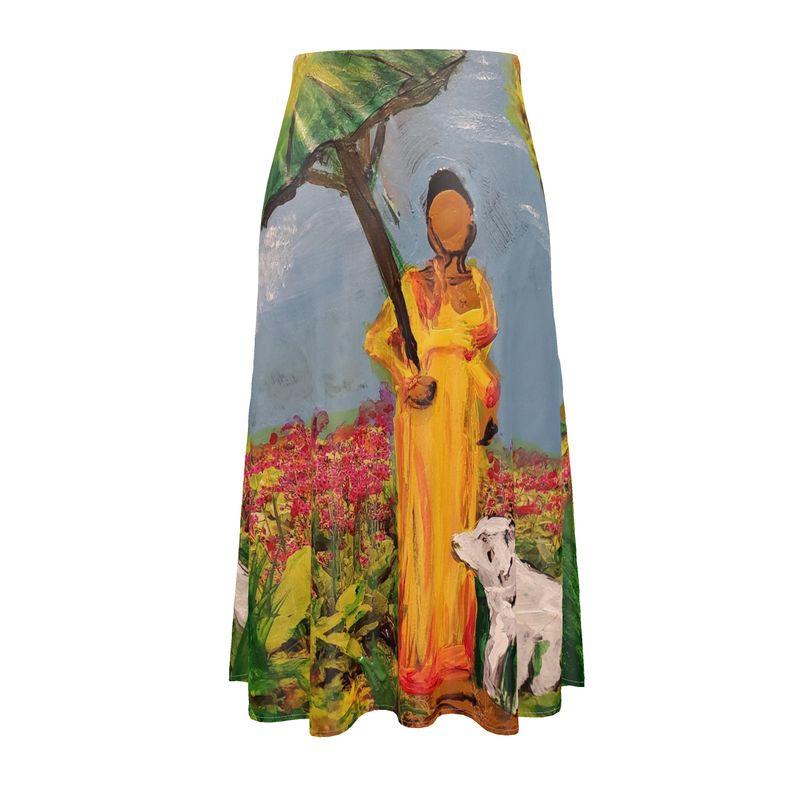 Beautiful Black Woman with a Parasol – A-Line Skirt